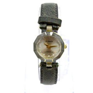 Vintage St. Marin Watch Womens Classic Luxury Gold Tone Silver Dial Leather Band